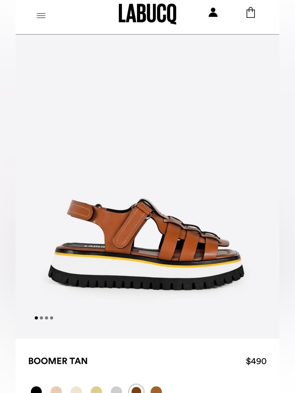 Labucq Boomer Tan Leather Platform Sandals
